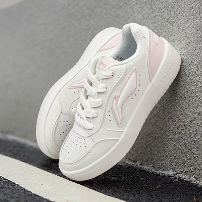 李宁2025元宝Pure低帮板鞋女轻便弹力舒适运动防滑小白鞋美式圆头