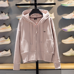 李宁女子外套2026春季新款运动潮流系列舒适宽松针织连帽开衫外套