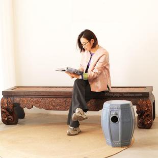 明清古典实木雕花长凳中式实木床尾凳复古做旧老家具古旧家具