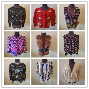 B433vintage古着毛衣女秋冬小众开衫 外套复古百搭慵懒风祖母风