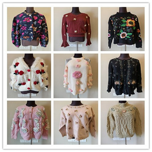 B422vintage古着毛衣外套女秋冬款 小众宽松日系百搭慵懒风上衣