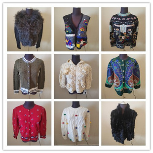 A11vintage古着毛衣外套女秋冬款 小众宽松日系百搭复古慵懒风上衣