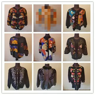 C15vintage古着毛衣开衫外套女秋冬款复古日系宽松慵懒风上衣