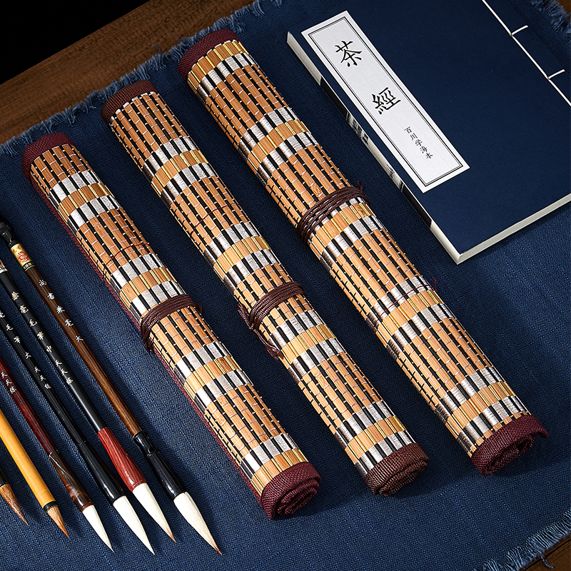 毛笔笔帘竹帘卷笔袋学生书法用品