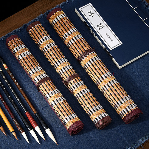 毛笔笔帘竹帘卷笔袋学生书法用品