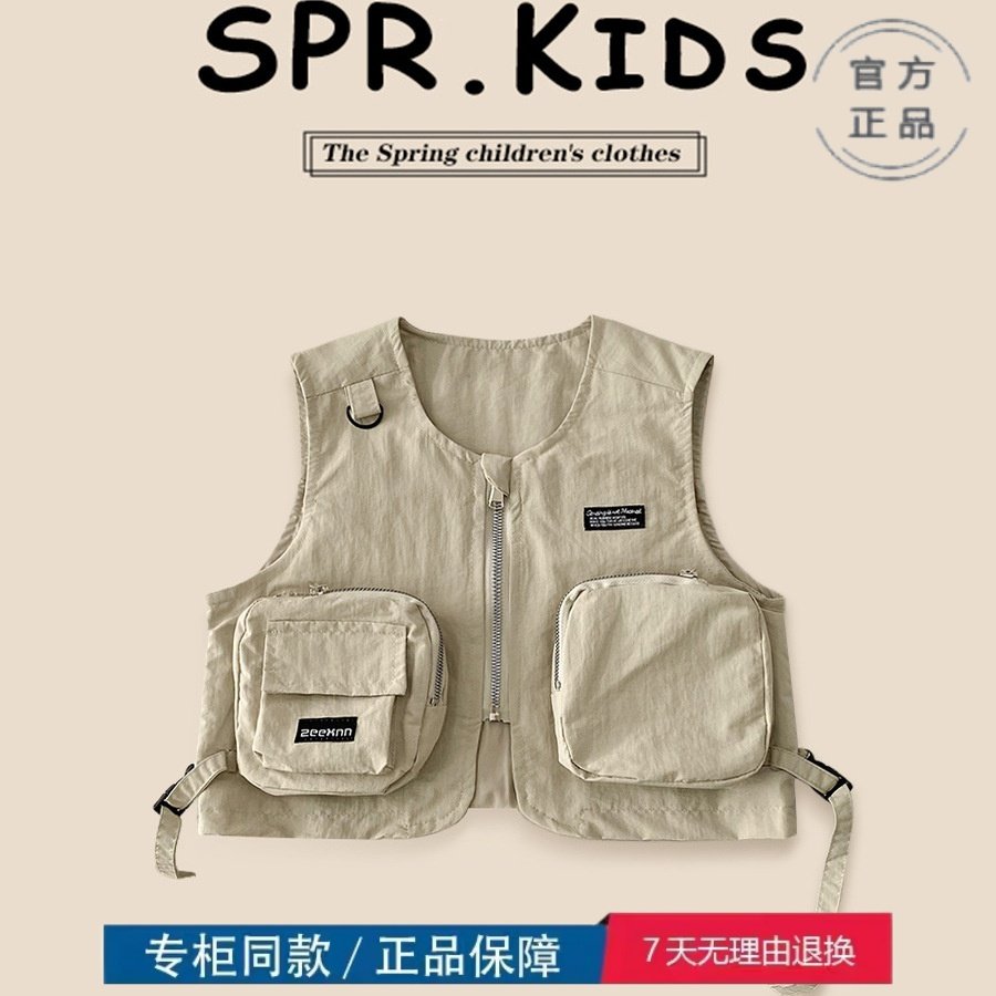 品牌三折特价撤柜男童多口袋无袖酷帅工装马甲休闲纯棉上衣wf2192