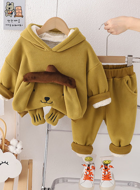 品牌三折特价撤柜0-5岁男女童小狗加厚棉保暖两件套秋冬 XB255206