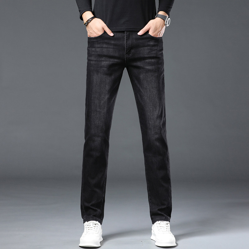 高品质黑色牛仔裤男高端休闲裤男士春秋款简约风商务修身弹力潮款