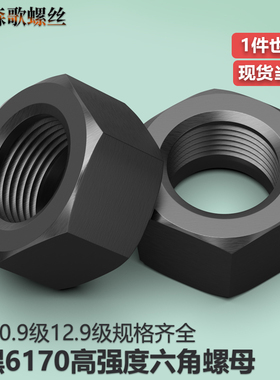 8级10.9级12.9级发黑6170高强六角螺母 M6M8M10M12M16M20M24M30