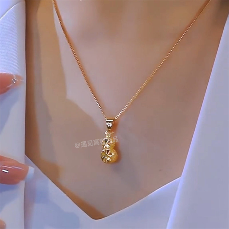 招财纳福葫芦钛钢项链女不掉色