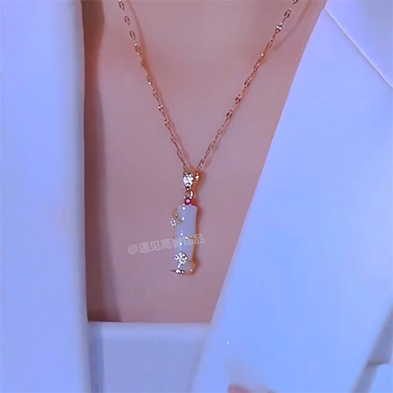 节节高升项链女白色竹节项链