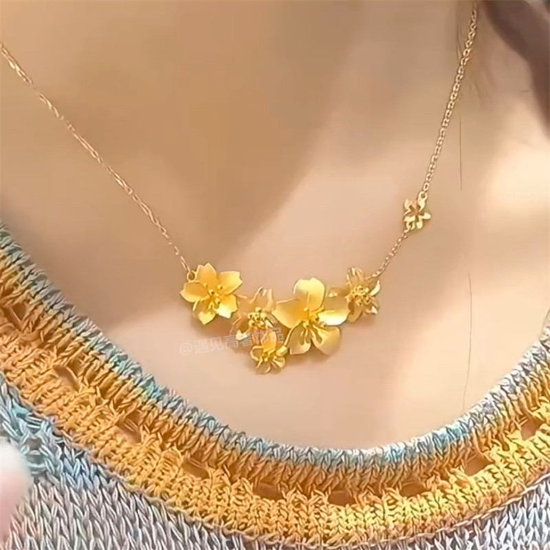 金色三生花不掉色防过敏锁骨链