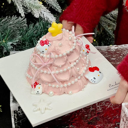2026圣诞节蛋糕装饰Hellokitty摆件kt猫小雪花节日烘焙装扮插件
