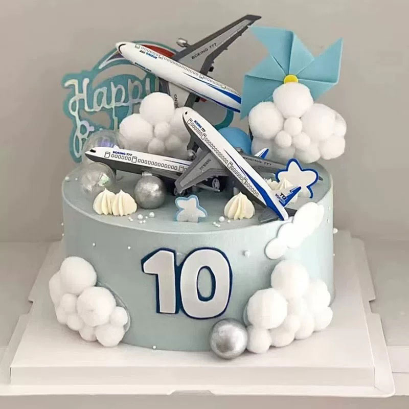 飞机蛋糕装饰摆件飞行员男孩小飞机模型飞机主题生日蛋糕插件配件