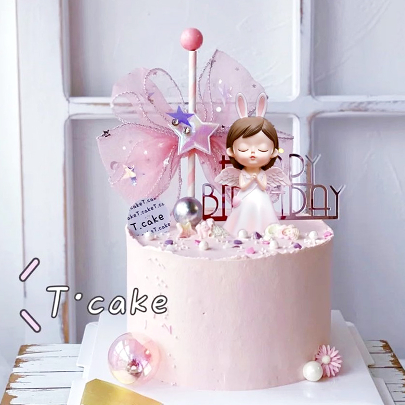 兔子许愿小天使翅膀女孩蛋糕装饰