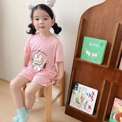 睡衣儿童夏季家居服莫代尔男童套装2025新款女童短袖空调服两件套