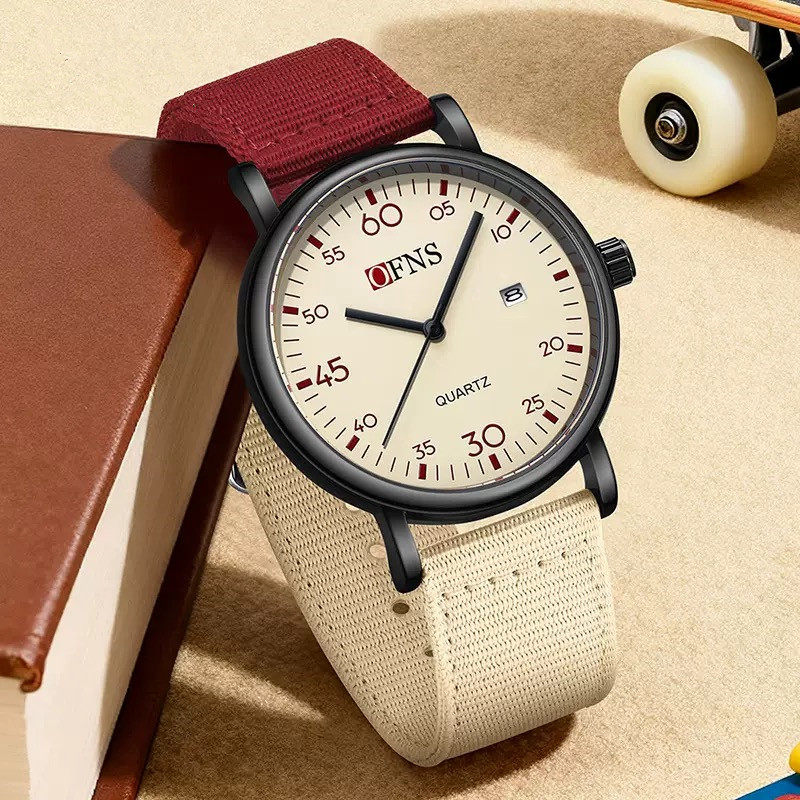 青少年新款学生考试轻薄尼龙带Q版数字表盘石英表防水男女款手表