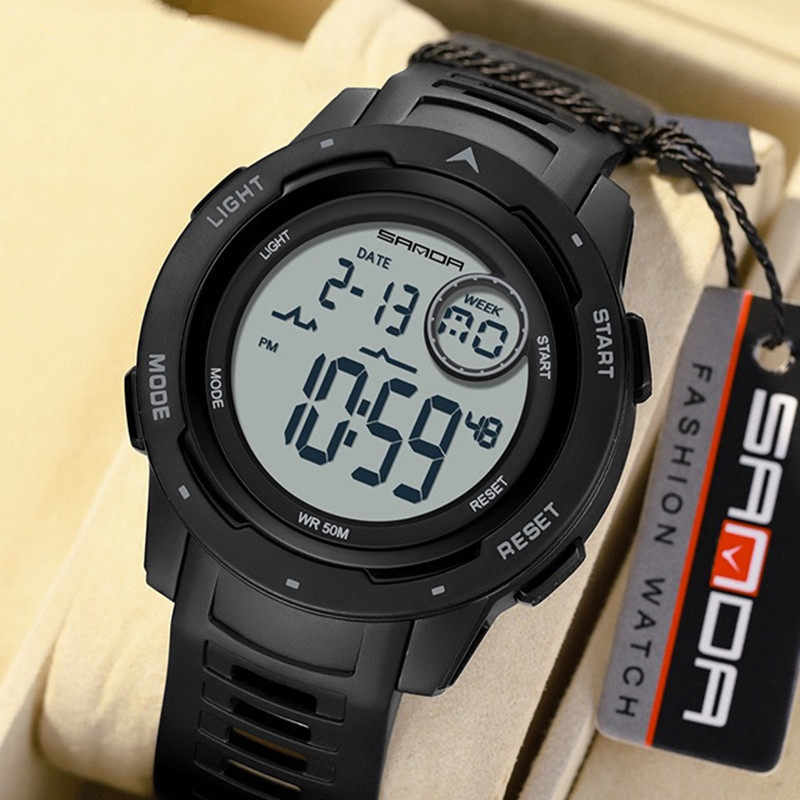 电子手表男士初中学生青少年儿童运动防水多功能夜光闹钟计时女表