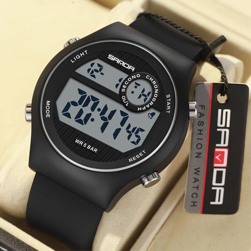 新概念电子表男高中学生防水防摔夜光青少年运动手表男款儿童闹钟