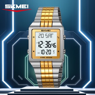 时刻美男款女款高颜值简约方形学生户外多功能电子表防水夜光手表