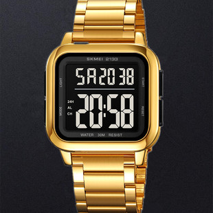 时刻美男士职场商务手表夜光闹铃日期星期秒表钢带防水学生电子表