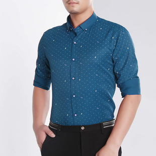 奥贝狮衬衫 衬衣加绒保暖 男夏秋高级感商务休闲免烫中年印花长短袖