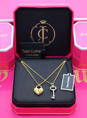 美国juicy爱心小锁钥匙锁骨链
