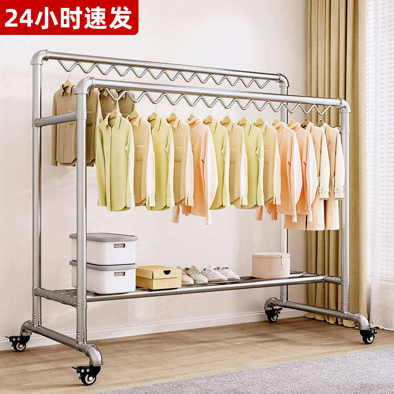 镀锌钢管户外置物架阳台家用室内晾衣架承重晾衣杆落地加厚晒衣架