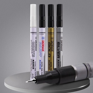 日本原装雪人油漆笔0.5MM针头细芯环保工业记号笔黑金银白色EFWP