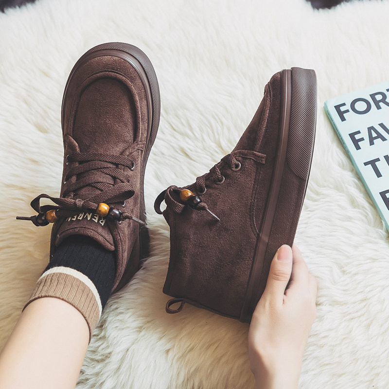 人本加绒棉鞋女鞋2025冬季新款加厚保暖短靴绒面复古百搭休闲鞋潮,女鞋,帆布鞋,淘宝优惠券,粉丝福利购,淘宝优惠卷