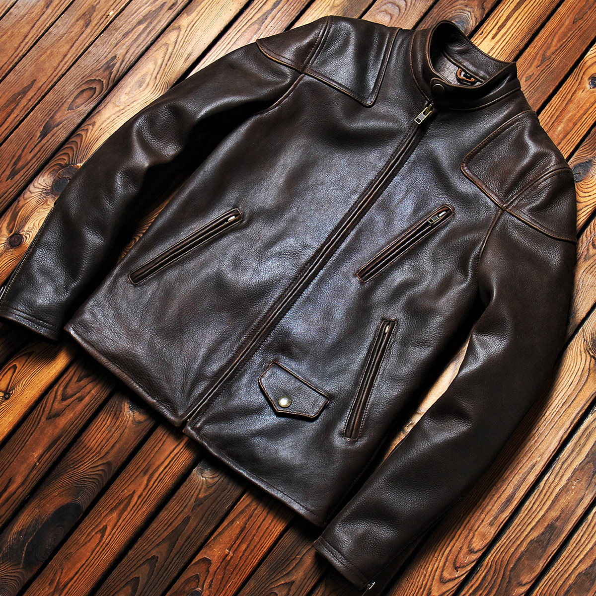 无涂层小牛皮~毒液同款复古磨砂真皮皮衣士立领皮夹克机车外套