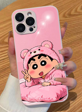 适用苹果17Promax手机壳iphoneAIR保护套Q版可爱卡通X粉色小熊睡衣蜡笔小新OPPOreno15一加ACE6小米17红米K90
