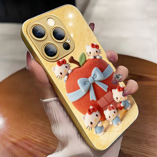 适用VIVOS50Promini卡通立体蝴蝶结礼物HelloKitty凯蒂猫KT猫OPPOReno15C手机壳小米17Ultra苹果14华为mate80