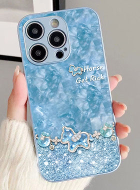 适用奢华幸运四叶草小马上发财17苹果11Promax手机壳iphone16精致VIVOS18E玉福袋一加ACE3华为nova12荣耀90GT