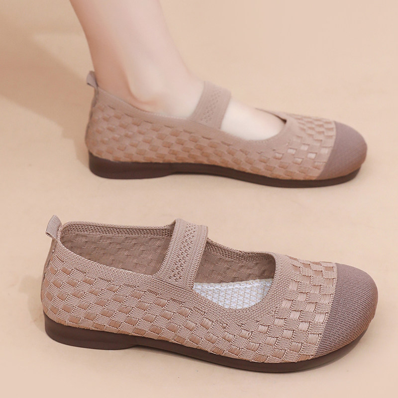 2026新款老北京布鞋飞织透气女单鞋软底舒适轻便百搭一脚蹬妈妈鞋