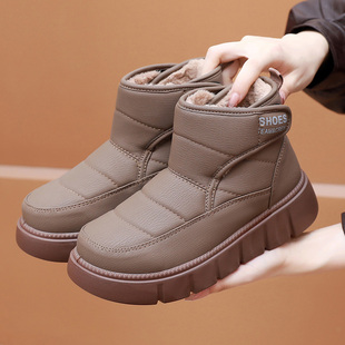 加绒加厚保暖防滑雪地靴皮面防水女靴子 新款 老北京棉鞋 女2025冬季