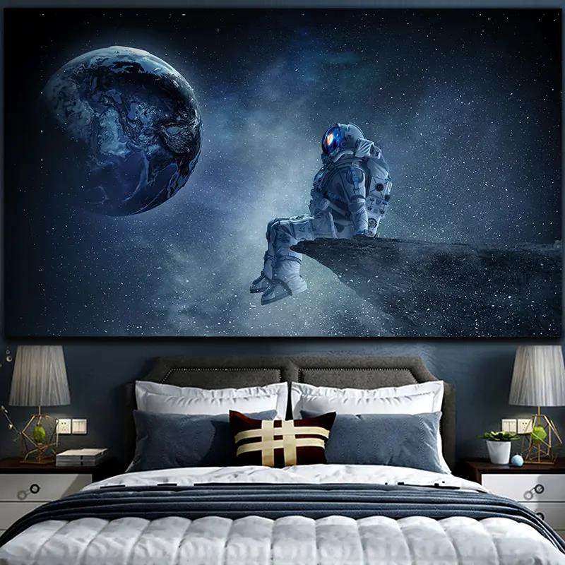 网红inNASA宇航员氛围感布床背景布直播间卧室装扮装饰挂布毯墙布