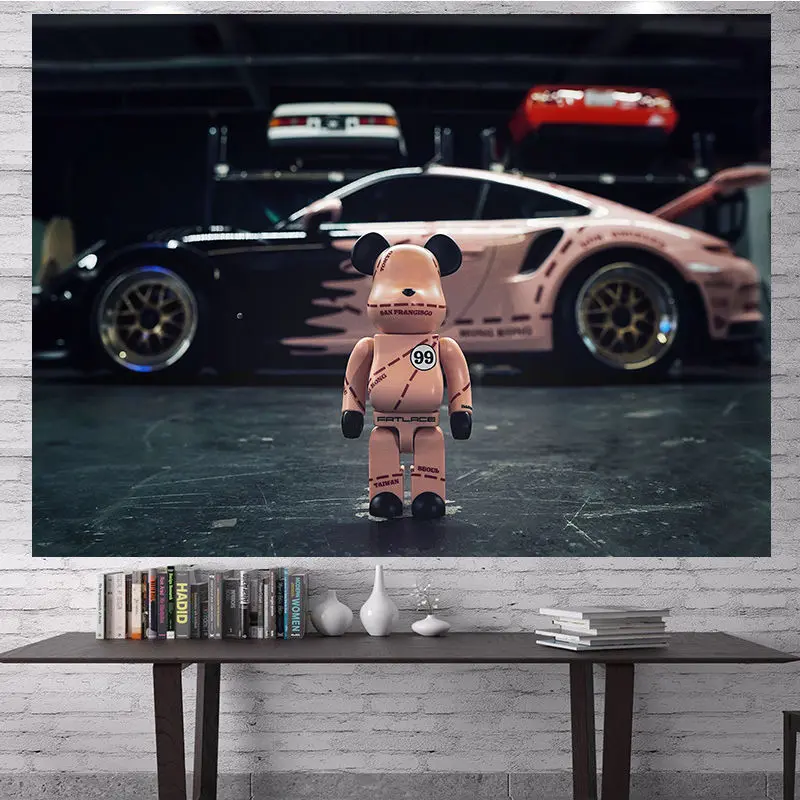 暴力熊潮牌公仔挂布背景布床头卧室装饰布遮丑墙布毯直播背景墙布