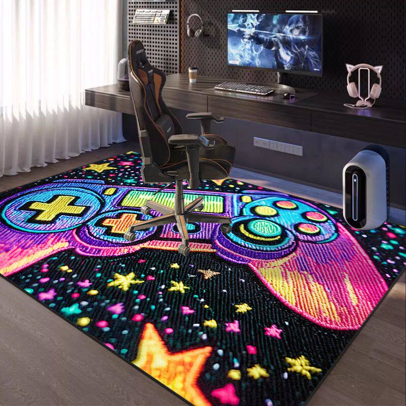 炫酷电竞房地毯隔音书房电脑桌椅垫书桌专用地垫卧室耐磨垫子定制