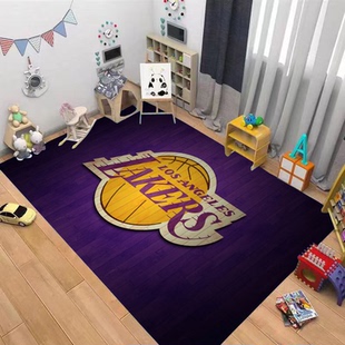 篮球主题房间卧室床边水晶绒地毯垫湖人勇士马刺快船灰熊队床边毯