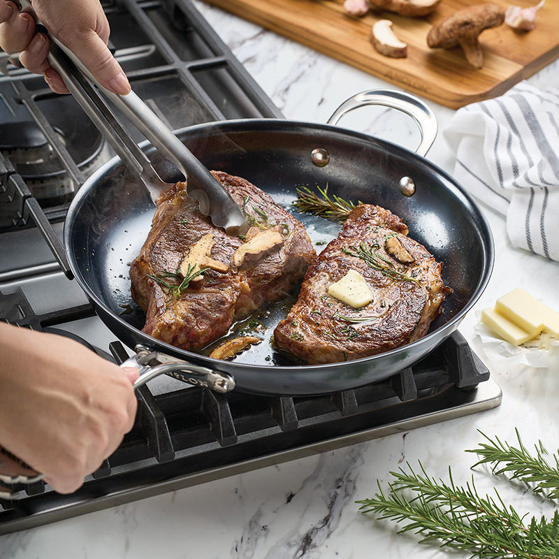 ANOLON/安珑平底锅单柄碳钢煎锅家用炒菜燃气电磁炉通用30cm