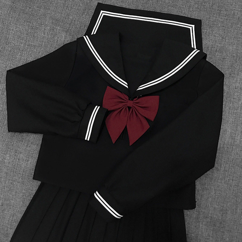 黑二本基础款水手服正统JK制服日本校服不良少女学院风班服套装