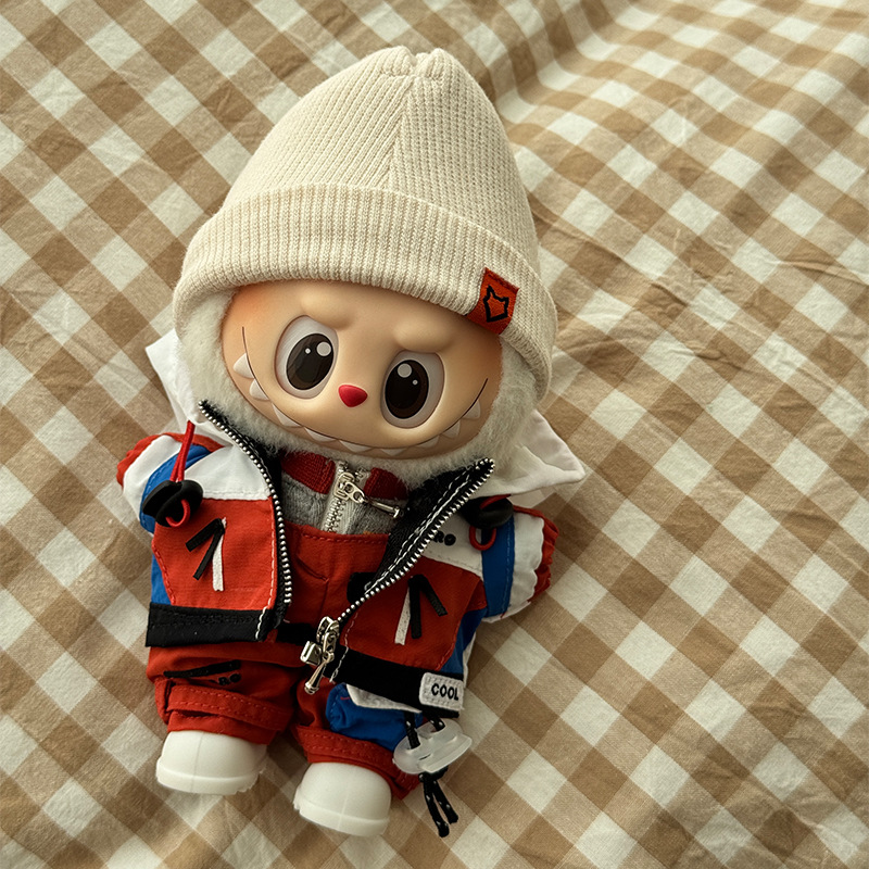 不含娃labubu公仔娃衣套装秋冬季原创拉布布娃娃拼色滑雪套装