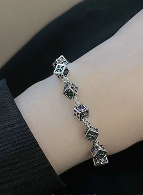 重工直播爆款复古彩色锆石骰子手链女生小众高级感辣妹饰品