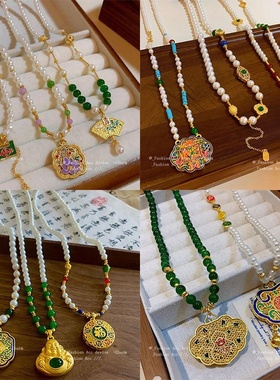 新中式真金电镀平安锁蝴蝶项链国潮设计感锁骨链古风旗袍配饰