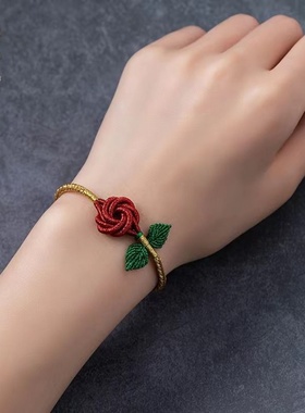 七夕礼物永不枯萎的玫瑰花手绳手链曼陀罗情侣爱情闺蜜情人节