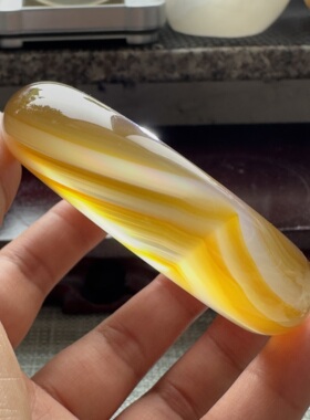 花语玉髓 天然巴西料冰透油润金缠丝腰缠万贯玛瑙手镯彩虹光59.5