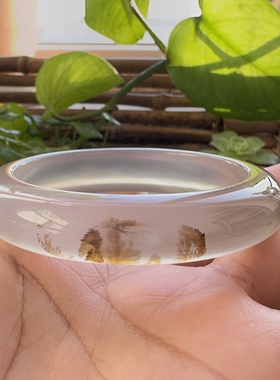 花语玉髓 天然海洋玉髓马料紫冰草花意境景观玛瑙手镯圈口57mm