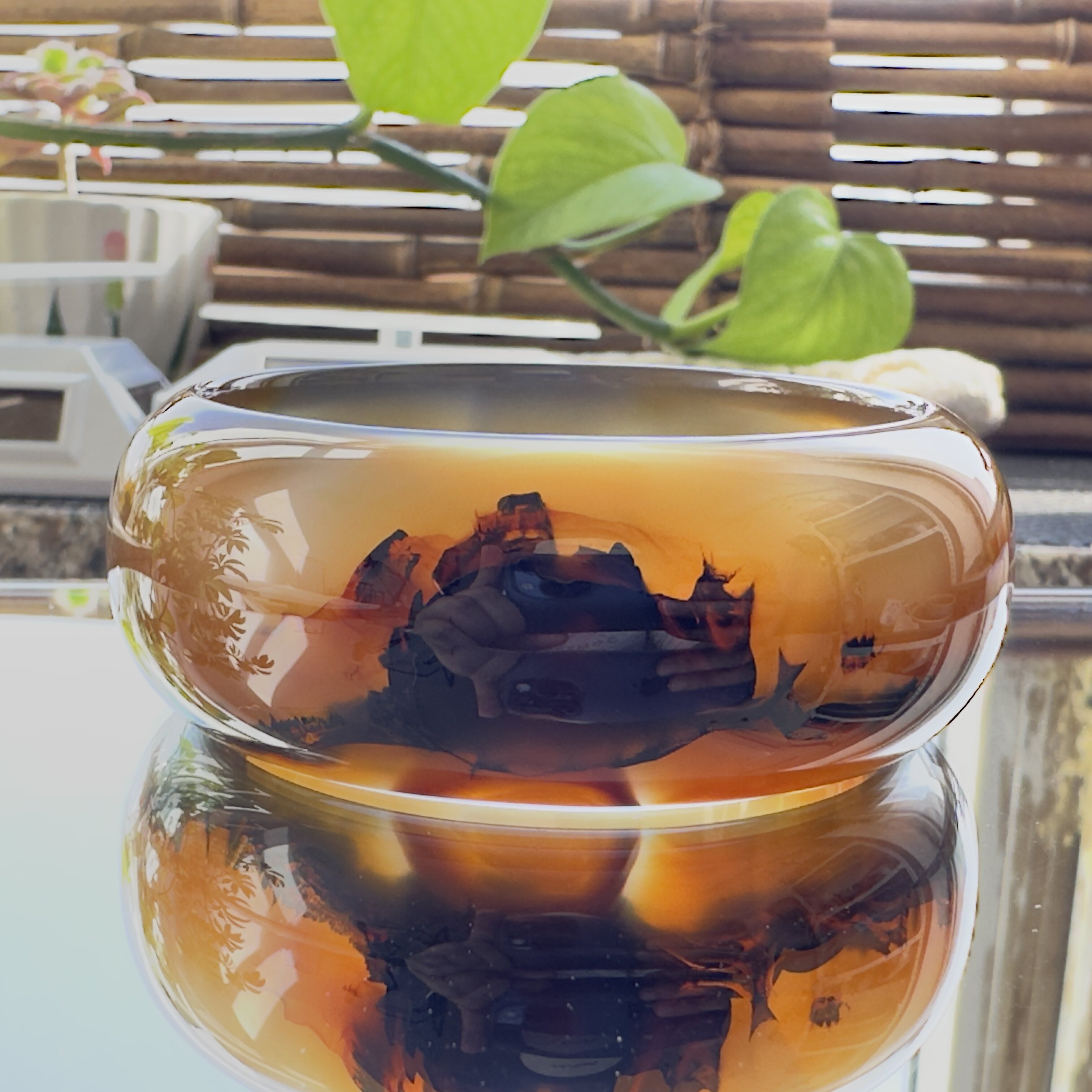 花语玉髓 天然巴西老料水墨刺景油润满圈景观玛瑙手镯圈口55mm