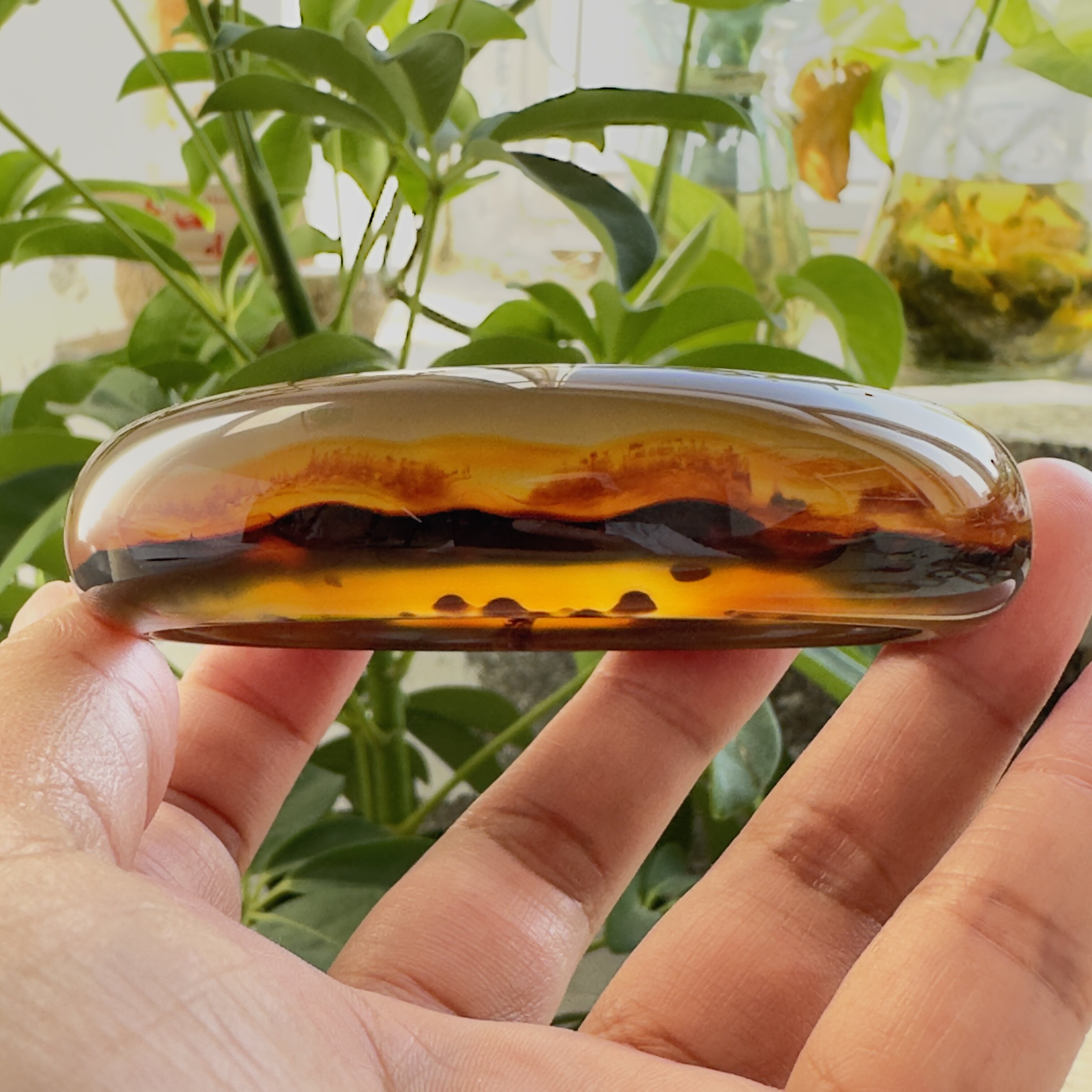 花语玉髓天然巴西老料红刺景玛瑙手镯大圈口63mm